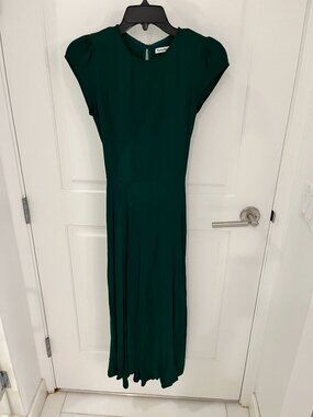 Reformation Gavin Emerald Green Mid Open Back Cutout Keyhole Side Slit Dress Sz